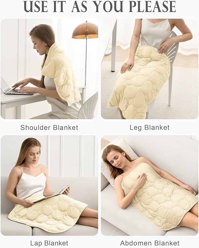 Cottonblue Weighted Lap Blanket Pad 5 lbs 29" x 33", Cozy Luxury Crystal Velvet Weighted Blanket for Adults Teens, Small Weighted Blanket Throw All Season for Travel Relaxation Sleeping, Beige