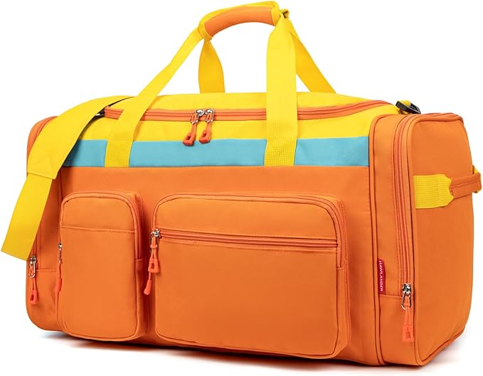 Large Kids Duffle Bag for Travel, Overnight, or Weekender, 22" inch (Orange)