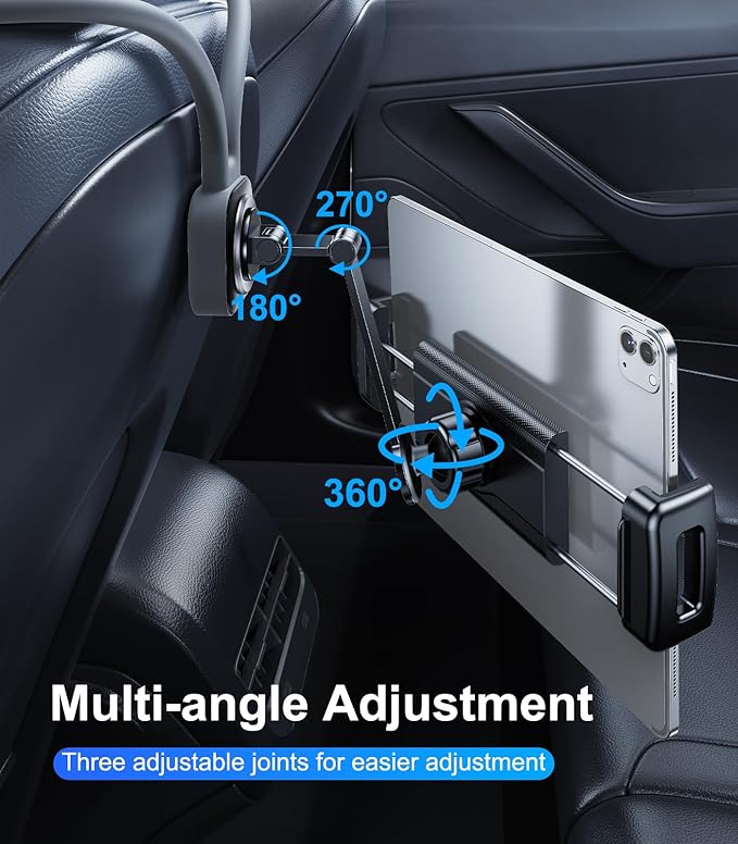 Car iPad Tablet Holder Back Seat Accessories for Tesla/Sport/Bucket/Performance Seats, Rear Headrest Tablet Hanger Mount for Kids/Adults, Road Trip Essentials with Car TV/Entertainment Gadgets