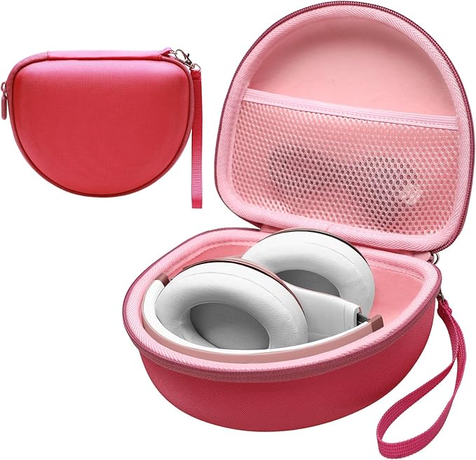 Headphone Case Compatible with Beats Studio Pro/Solo 4 / Studio 3 / Solo 3 / Picun B8 / BERIBES/JLab JBuds Lux ANC Wireless Bluetooth Noise Cancelling Headphones, Magenta+Pink(Case Only)