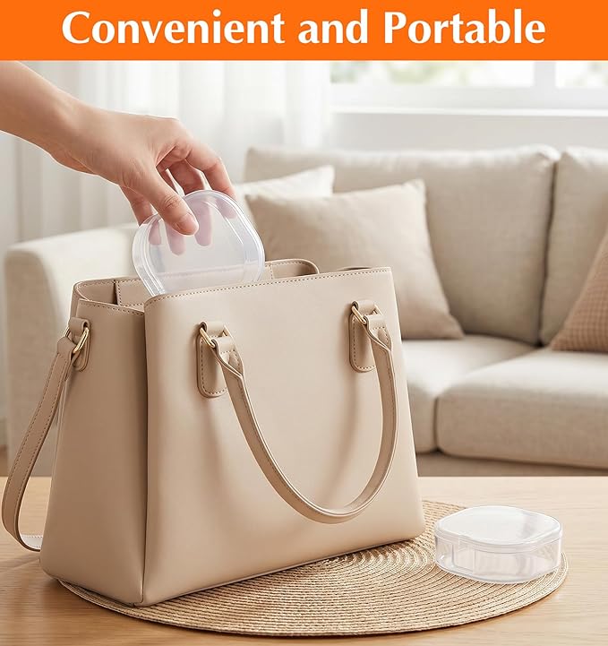6 Pack Travel Cotton Round Holder, Portable Toner Pad Travel Case for Cosmetic Cotton Pads Organizer