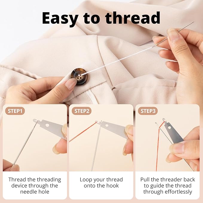 72Pcs Sewing Kit for Adults - Stainless Steel Needles for Hand Sewing,Big Eye Steel Sewing Needles Kit with Thread Ripper, Needle Threaders, Threads and Thimbles