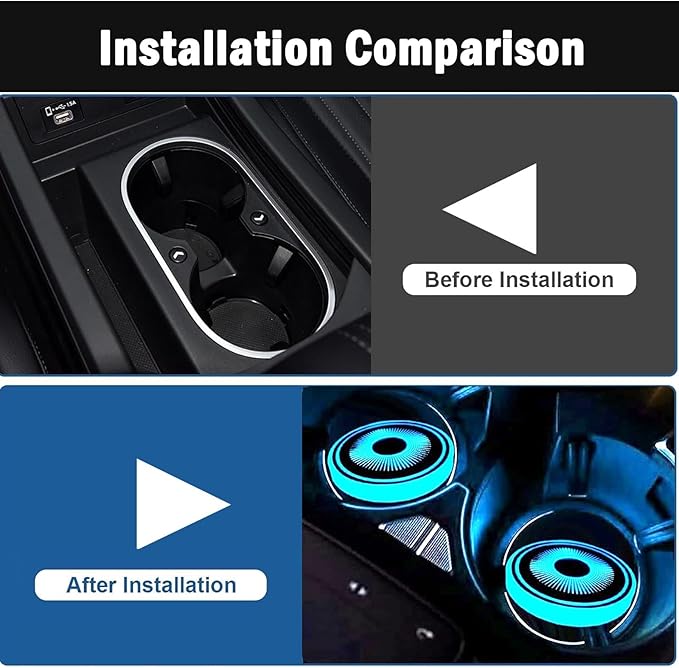 2PCS LED Car Cup Holder Lights, Light up Car Coasters for Cup Holders 7 Color-Changing Light Up Cup Holder Insert Coasters, Waterproof Car Accessories for Teens, Car Gifts for Men & Women