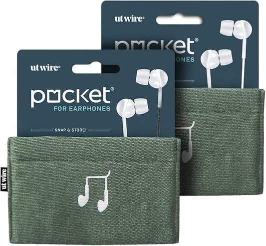 UT Wire Pocket Mobile Charger Case Pouch (Sage Green, Earbud Case | 2 Pack)