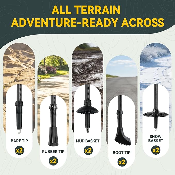 Clostnature Collapsible Trekking Poles for Hiking – Carbon Fiber Folding Hiking Poles, Telescopic Lightweight Trekking Sticks for Women, Men, Seniors, Retractable Nordic Walking Sticks for Climbing