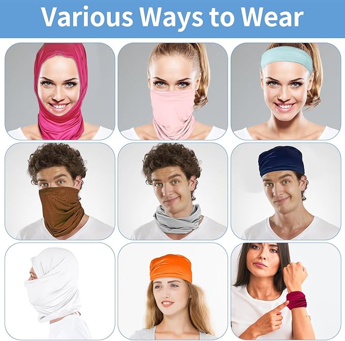 5 Pack Neck Gaiter Face Cover for UV Sun Protection, Dustproof Breathable Cooling Gator for Men Women Outdoor Sports