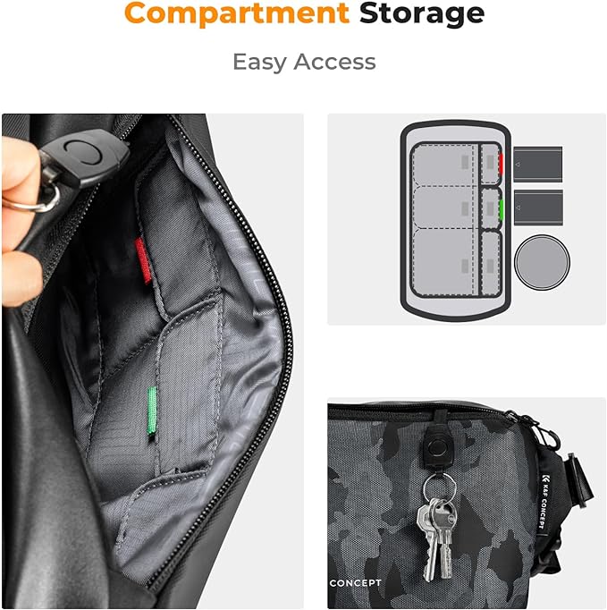 K&F CONCEPT Camera Sling Bag Crossbody Bag Waterproof Camera Shoulder Backpack DSLR/SLR/Mirrorless Camera Case