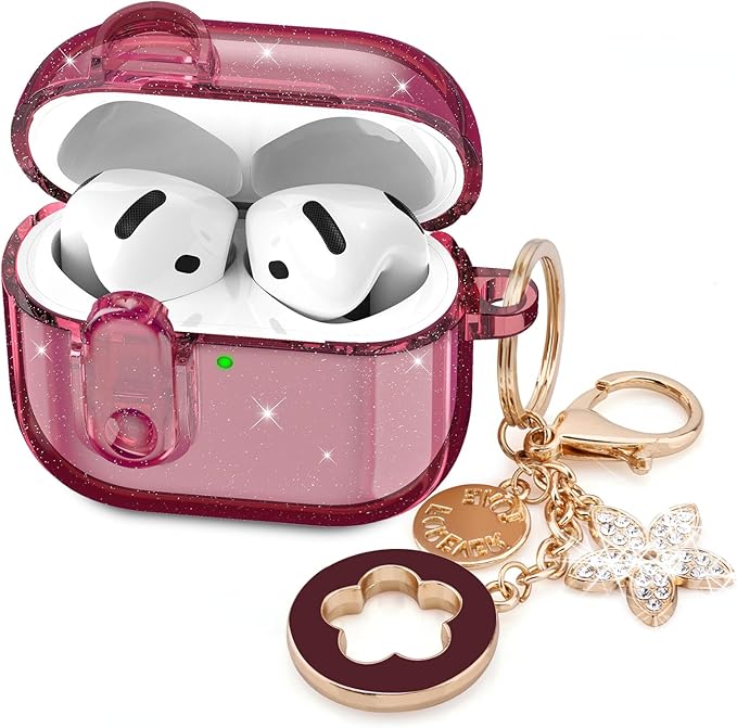 (with Safety Lock) VISOOM 2025 Clear Cases for Airpods iPods 4 Case Cover Women, Bling Airpod iPod 4 Case Soft 4th Gen Air Pods iPods Cases with Keychain for Apple Headphones Airpods4 Generation