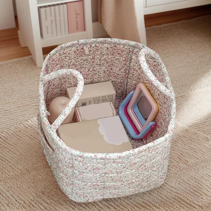 Floral Fabric Storage Basket Car Interior Storage Basket Underwear Sundries Laundry Baskets Supplies Home Organizer Bag (style 3)