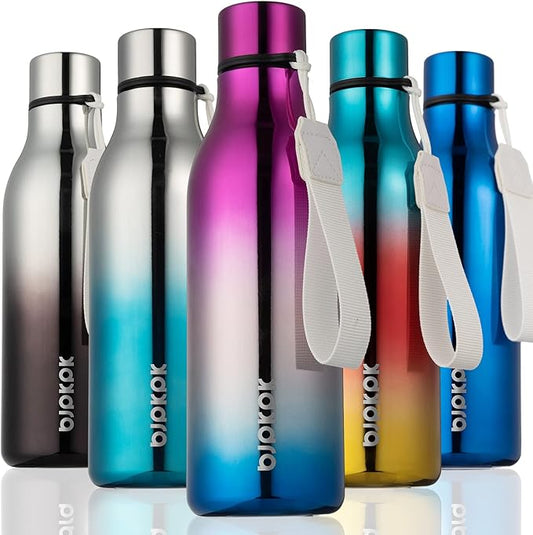 BJPKPK Insulated Water Bottles, 18 oz Stainless Steel Metal Water Bottle with Strap, BPA Free Leak Proof Jugs, Mugs, Flasks, Reusable Thermal Flasks for Sports & Travel, Wonderland