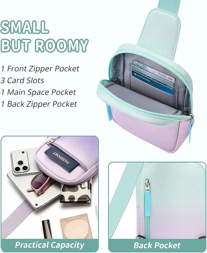 Birthday Gifts for 8 9 10 11 12 Year Old Teens Girls Kids, Fanny Pack Crossbody Bag Sling Belt Bags Purse, Dorm Travel Essentials for Girls Fashion, Preppy Tween Teen Girl Gift Trendy Stuff