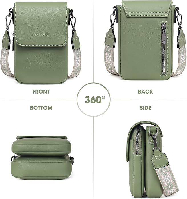 POIUGOYA Crossbody Bags for Women,Small Crossbody Purse with Triple Compartments,Cell Phone Wallet with Card Slots for Travel | Small