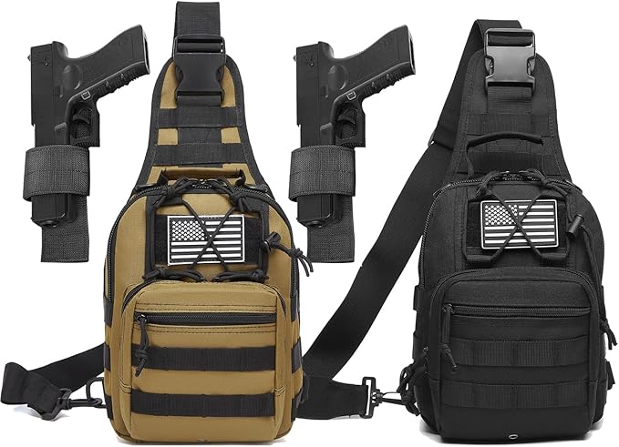 Small Tactical Sling Bag for Men with Holster Military EDC Shoulder Bag CCW Crossbody Bag 7 Liters