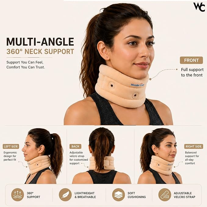 Wonder Care Neck Brace for Sleeping Cervical Collar Adjustable Neck Support Brace Relief Cervical Spine Pressure Ideal for Travel, Office Workers & Neck Injury Recovery, XX-Large