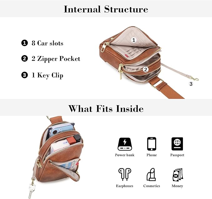 INICAT RFID Blocking Sling Bag, Anti Theft Crossbody Bag for Women Compact Travel Purses Leather