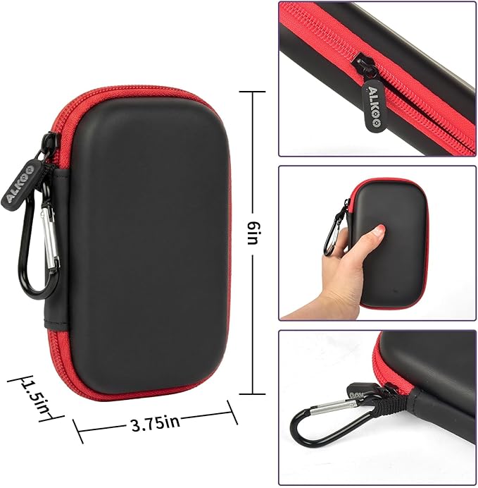 USB Flash Drive Case, SD Card Holder Compatible with Thumb Drive, Memory Cards, SDXC SDHC Storage Bag, Electronic Accessories Organizer for SanDisk for Samsung for Inland (Black Red)