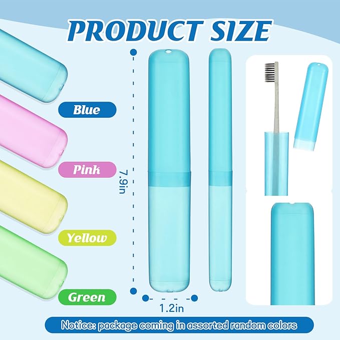 Jeyiour 120 Pcs Travel Toothbrush Holder Bulk Multiple Portable Toothbrush Case Storage Plastic Breathable Toothbrush Travel Containers for Trip Camping Home Outdoor(Classic Style)