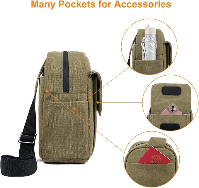 TULLIO Small Camera Bag, Lightweight Camera Sling Bag Waterproof DSLR/Mirrorless Crossbody Case with Rain Cover Everyday Shoulder Photgraphy Bag for Photographers