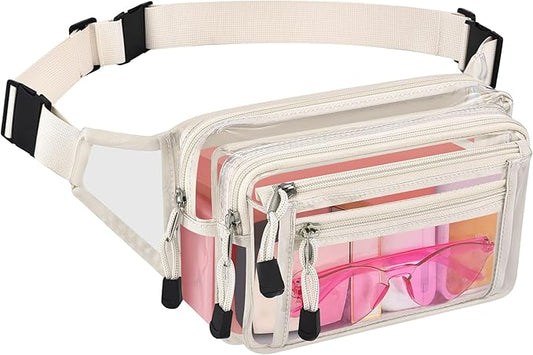 Clear Bag Stadium Approved Clear Fanny Pack for Women for Work,Multi-purpose Waist Bag for Travel & Sporting Event