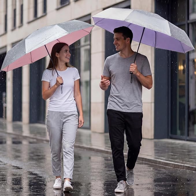 G4Free 46 Inch Mini Travel Umbrella with Retractable Handle, Pocket Size Umbrellas for Sun Rain. UV Protection UPF 50+, Small Compact Umbrella