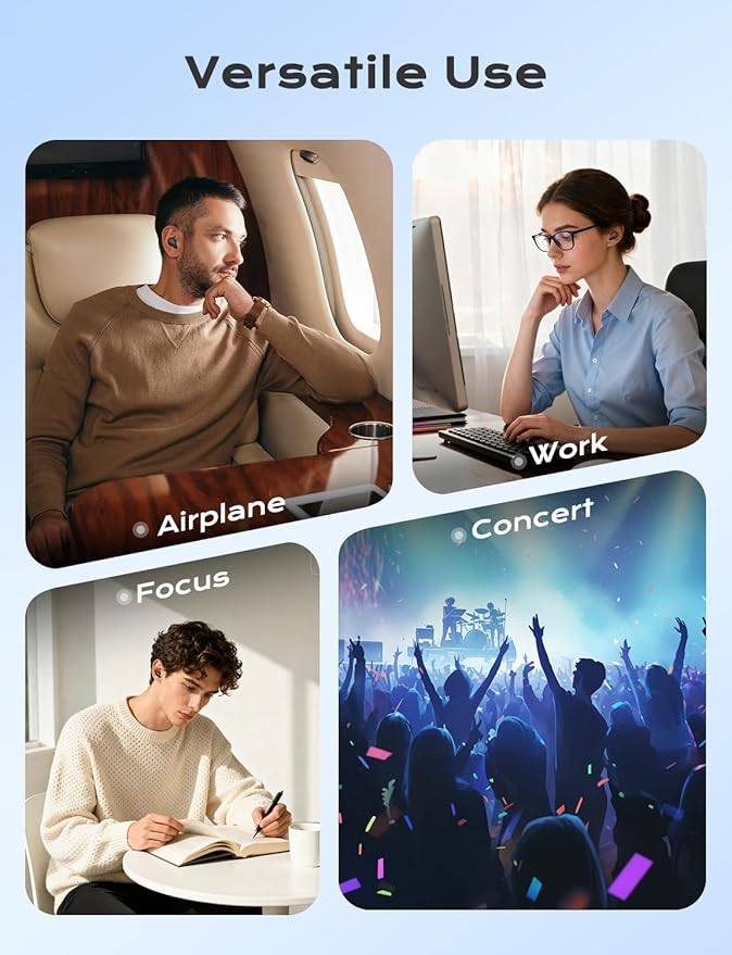 Yawsoy Concert Ear Plugs, 45dB Noise Cancelling Earplugs with 3 Eartips 1 Case, High Fidelity Hearing Protection Ear Plugs for Concerts Work Airplane Focus etc