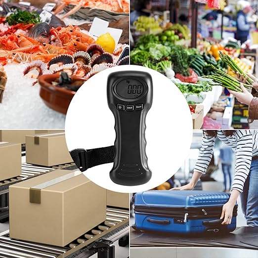 Portable Luggage Scale Travel Digital, 50kg/110lb Suitcase Scale, ABS Hanging Scale, Black Luggage Weight Scale with Hook, Sturdy Weight Machine for Luggage, Travel, Bag