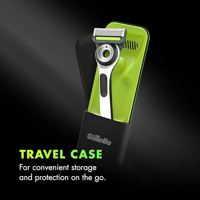 Gillette Labs Shaving Razor for Men, White Edition Handle, 2 Blade Refills and Travel Case, Gift Set