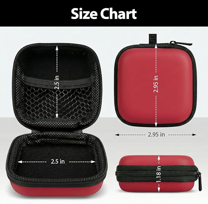 Earbud Case Portable EVA Carrying Case Storage Bag Cell Phone Accessories Organizer with Carabiner for Wired/Wireless Headphones, SD Memory Card, Camera Chips(Square, 5 Pack3)