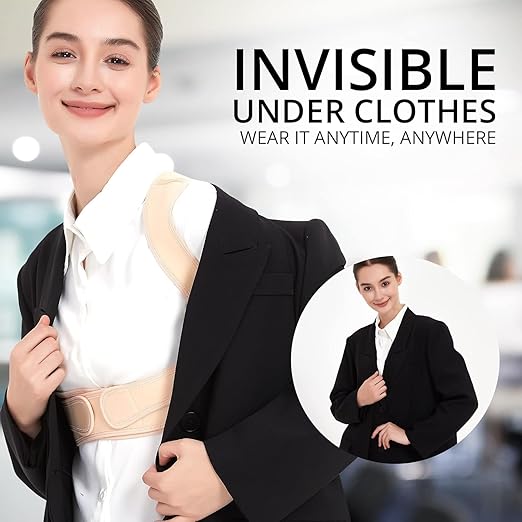 JMPOSE Posture Corrector for Back Support: Adjustable Shoulder Posture Brace for Men and Women (Beige, Large/X-Large)
