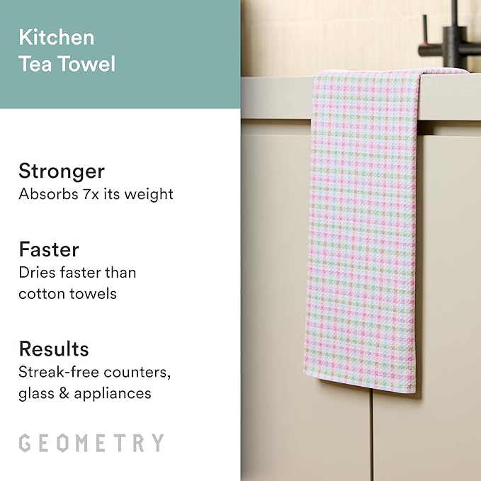 GEOMETRY Tea Towels – Easter Collection – Quick-Dry, Ultra-Absorbent, Reusable Microfiber Kitchen Towels for Drying & Cleaning - Pastel Picnic - 1 Pack