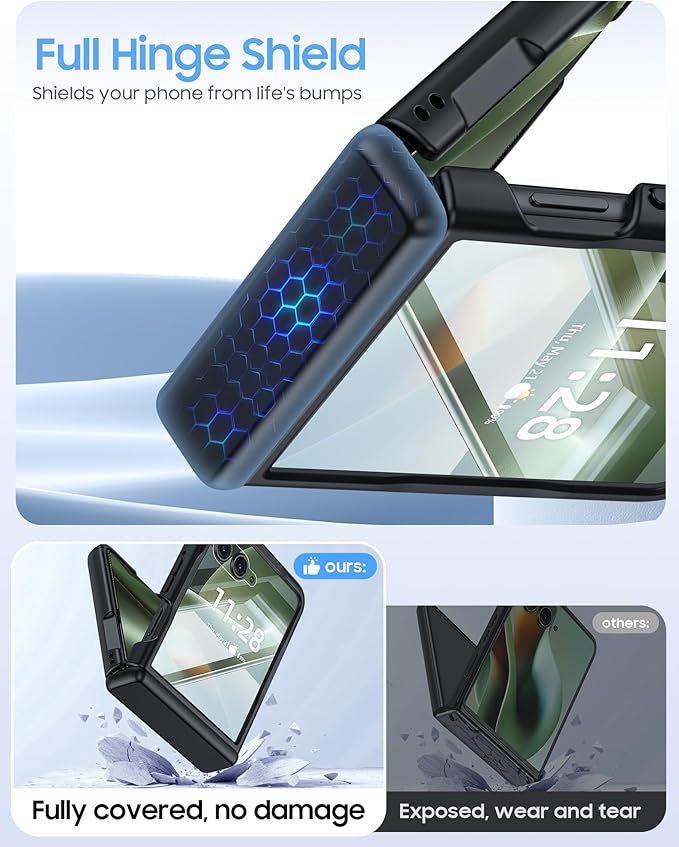 Magnetic for Motorola Razr+ Plus 2026,Razr+ 2025/2024 Case,Hinge Protection, Screen Protector, Compatible with MagSafe, Translucent Frosted, Shockproof Cover for Razr+ 2026/2025/2024-Black