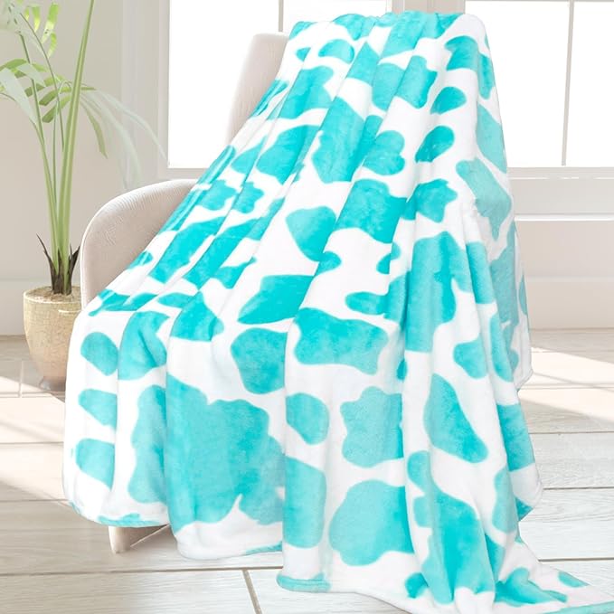 HSEEC Ultra Soft Flannel Throw Blanket 50x60 Inch - Cozy Lightweight Blue Couch Blanket for Bed, Sofa & Travel - Plush Warm Fleece Throws for Adults & Kids