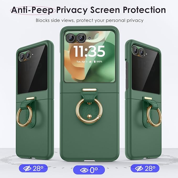 Maxdara for Motorola Razr 2026/2025/2024 Case with Ring [Not Fit Ultra or Plus], Moto Razr 2025/2024 Case with Built-in Privacy Screen Protector Slim Thin Cover, Green (Privacy Screen)