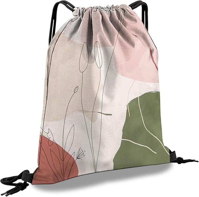 Drawstring Backpack Draw String Sports Bags for Gym Travel Beach Waterproof Cute Sackpack Men Women (13"×17")-Pink