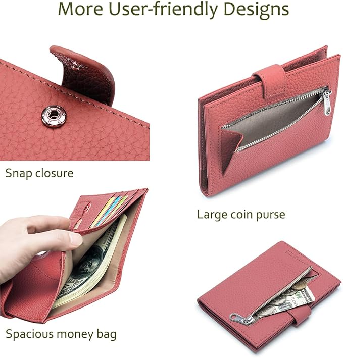 Slim RFID Passport Wallet for Women – Leather Travel Wallet Womens with Passport Slot & Card Slots, Zippered Coin Pocket & Cash Holder Travel Organizer Burnt Sienna (Brick Red)
