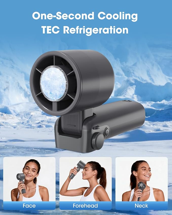 Ouddy Mode Portable Turbo Fan with Ice Cooler, Rechargeable Personal Handheld Fan, 100-Speed Up to 13Hrs Blowing Cold Air Hand Held Portable Pocket Fans