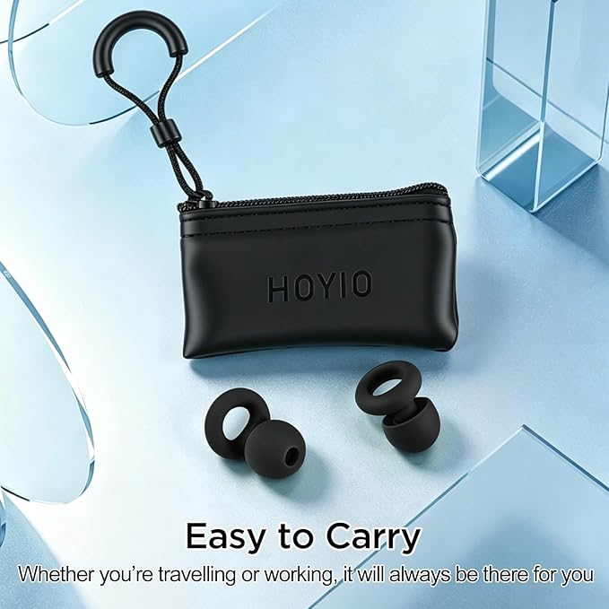 Ear Plugs for Noise Reduction–Super Soft, Reusable Hearing Protection in Flexible Silicone for Sleep, Noise Sensitivity & Flights-8 Ear Tips in XS/S/M/L–27dB Noise Cancelling–Black