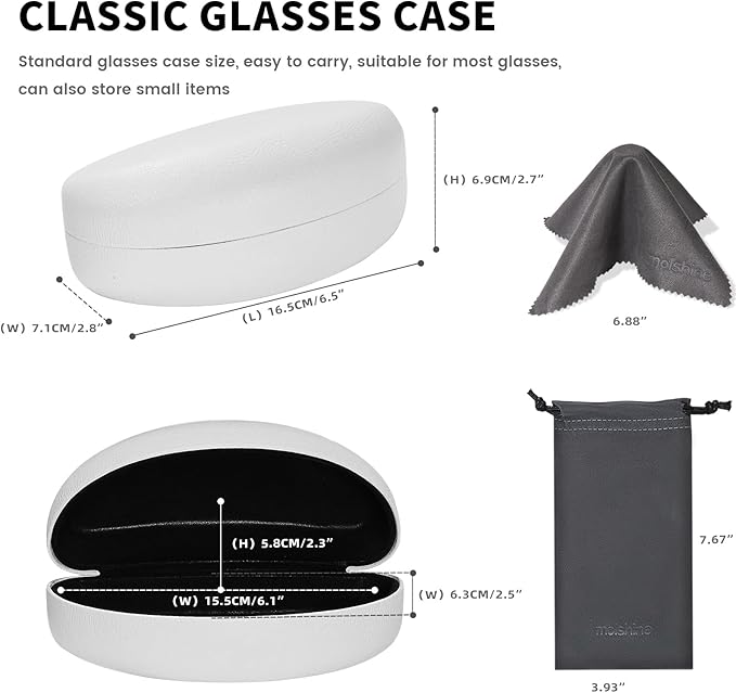 molshine Hard Shell Sunglasses Case,Classic Large Glasses Case for Sunglass,Eyeglasses with Cleaning Cloth,Pouch