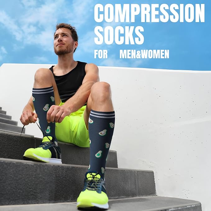 cerpite Compression Socks for Women & Men Circulation 8 Pairs Compression Socks 20-30 mmhg Best for Running,Nurse,Travel