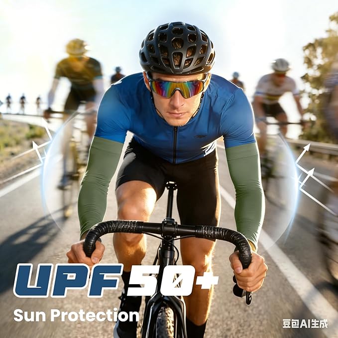 Mochabao 8 Pairs Soft Arm Sleeves, UV Sun Protection Cooling Compression Arm Covers for Outdoor Work, Sports, Men & Women