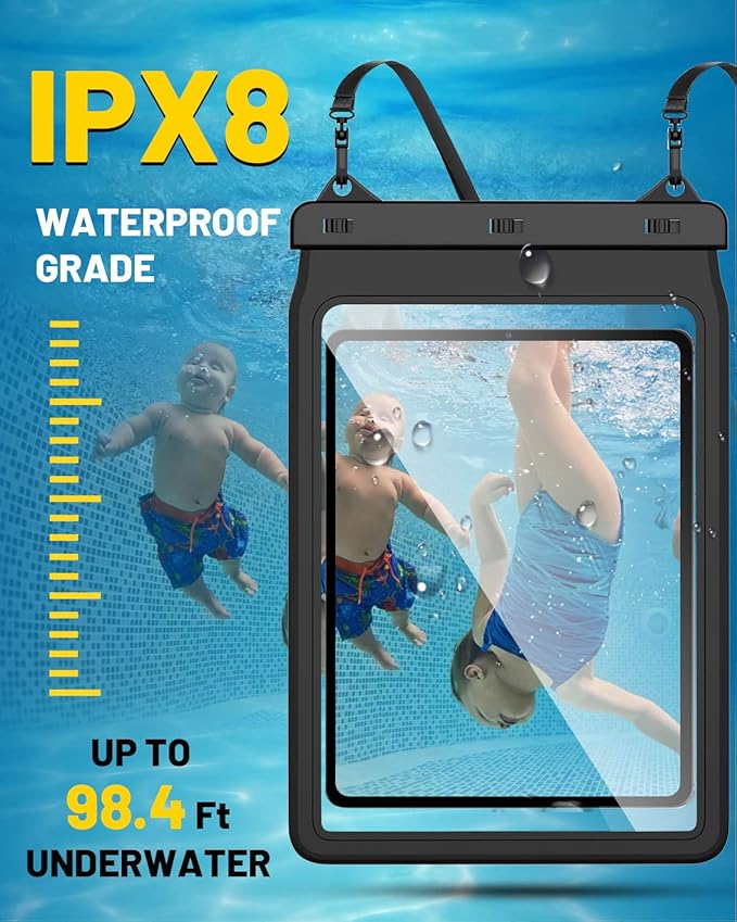 AICase Universal iPad Waterproof, Dry Bag Pouch for iPad Pro 12.9 5th/4th/3rd Gen iPad Pro 11/10.5/9.7, New iPad 9.7, iPad Pro 9.7, iPad Air 4/Air 3/Air 2, Galaxy Tab S7 Tablets up to 12.9 Inch