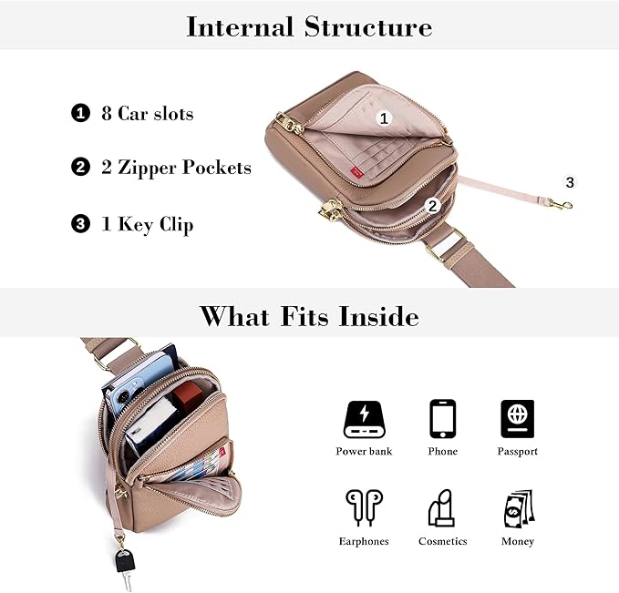 INICAT RFID Blocking Sling Bag, Anti Theft Crossbody Bag for Women Compact Travel Purses Leather