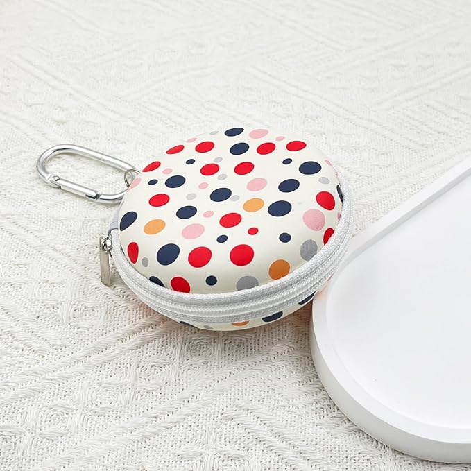 Earbud Case Headphone Organizer Ear Bud Case Portable EVA Carrying Box Storage Bag with Carabiner for AirPods Beats Bose Galaxy Buds 4/3/FE Data Cable Storage (Dots)