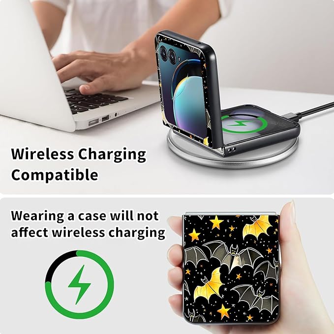 for Motorola Razr Plus 2025 Case,for Razor Plus 2025 Phone Case Cute Slim Hard PC Ultra-Thin Anti-Scratches Shockproof Protective Cover,Black Golden Bat