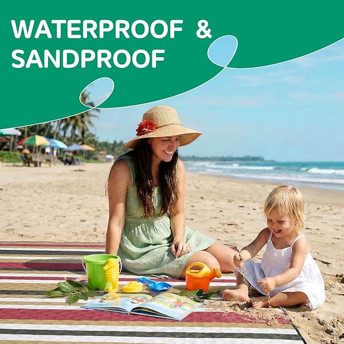 Waterproof Beach Blanket Picnic Outdoor Camping Mat Christmas Xmas Birthday Cool Practical Gift Mother Day Mom Big Sister Law Soul Bestie Best Aunt Hostess Regalos de Navidad Para Mujer Mama Abuela