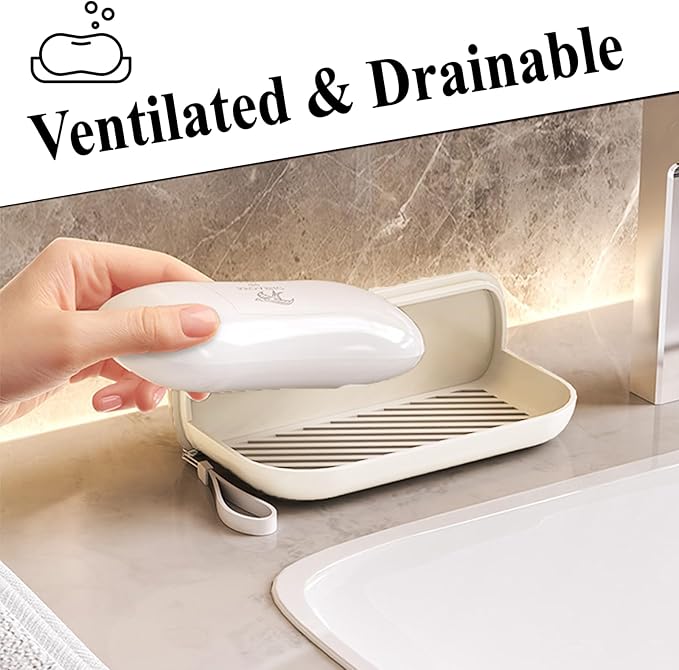 Travel Soap Case Soap Holder Bar,Soap Dish Travel Plastic Soap Dish for Shower Container(Beige)