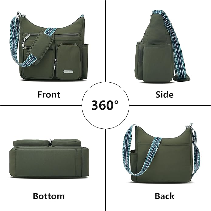MHCNLL Anti Theft Crossbody Bag for Women, Lightweight Travel Purse, Waterproof Nylon Multi-Pocket Everyday Shoulder Handbag