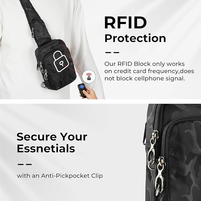BROADREAM Sling Bag, Crossbody Bag with Anti-Theft Lock Zipper, RFID Blocking & Water Resistant for Travel Work Sport