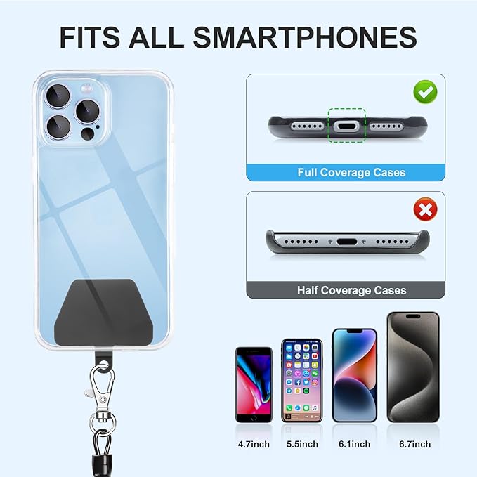 SHANSHUI Phone Lanyard Tether, Stretchy Phone Strap Patch Anchor Outdoor Climbing Hook Compatible for Most Smartphones