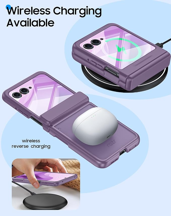 for Motorola Razr 2025 Case/Razr 2024 Case with Hinge Protection, Screen Protector, Ultra-Thin Skin Feel Translucent Frosted, Shockproof Cover for Razr 2025/2024-Purple (NOT for Plus/Ultra)